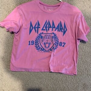 Pink Def Leppard Graphic Crop Top